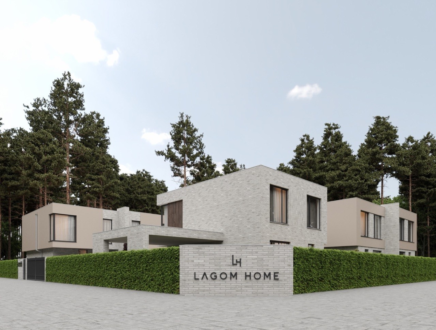 Вхідна група кварталу Lagom Home з логотипом